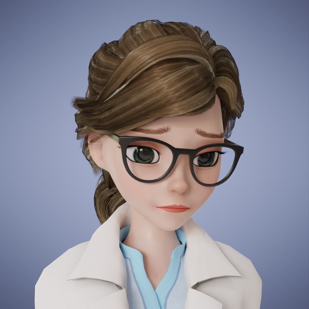 Doctor Girl Cartoon 3D Rigging 3D model_8