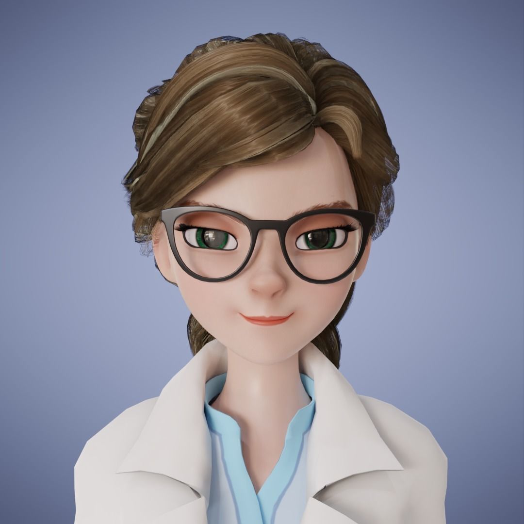 Doctor Girl Cartoon 3D Rigging 3D model_5
