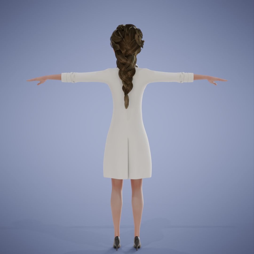 Doctor Girl Cartoon 3D Rigging 3D model_14