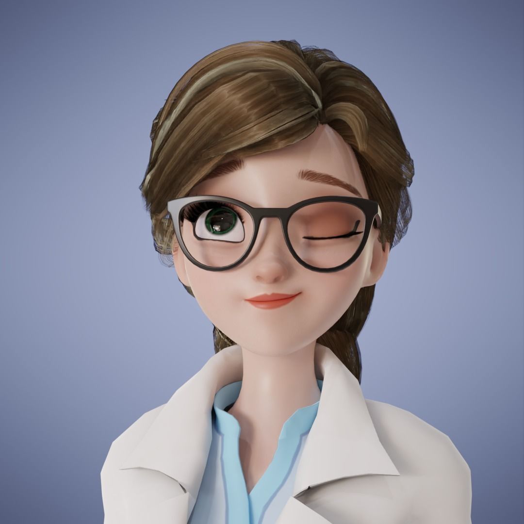 Doctor Girl Cartoon 3D Rigging 3D model_6