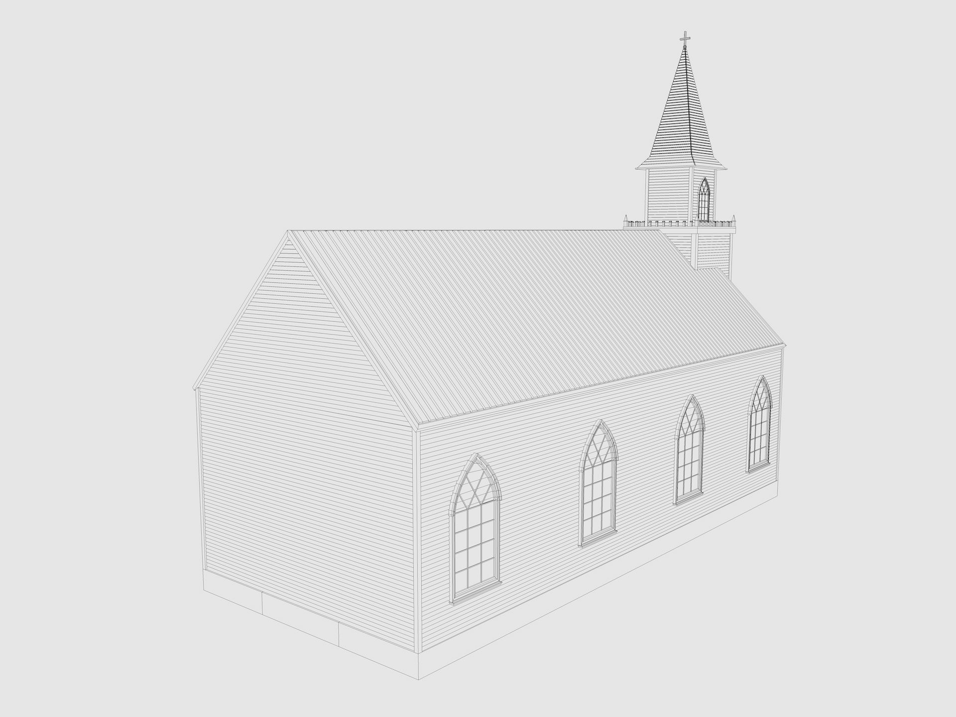 Church Low-poly 3D model_8