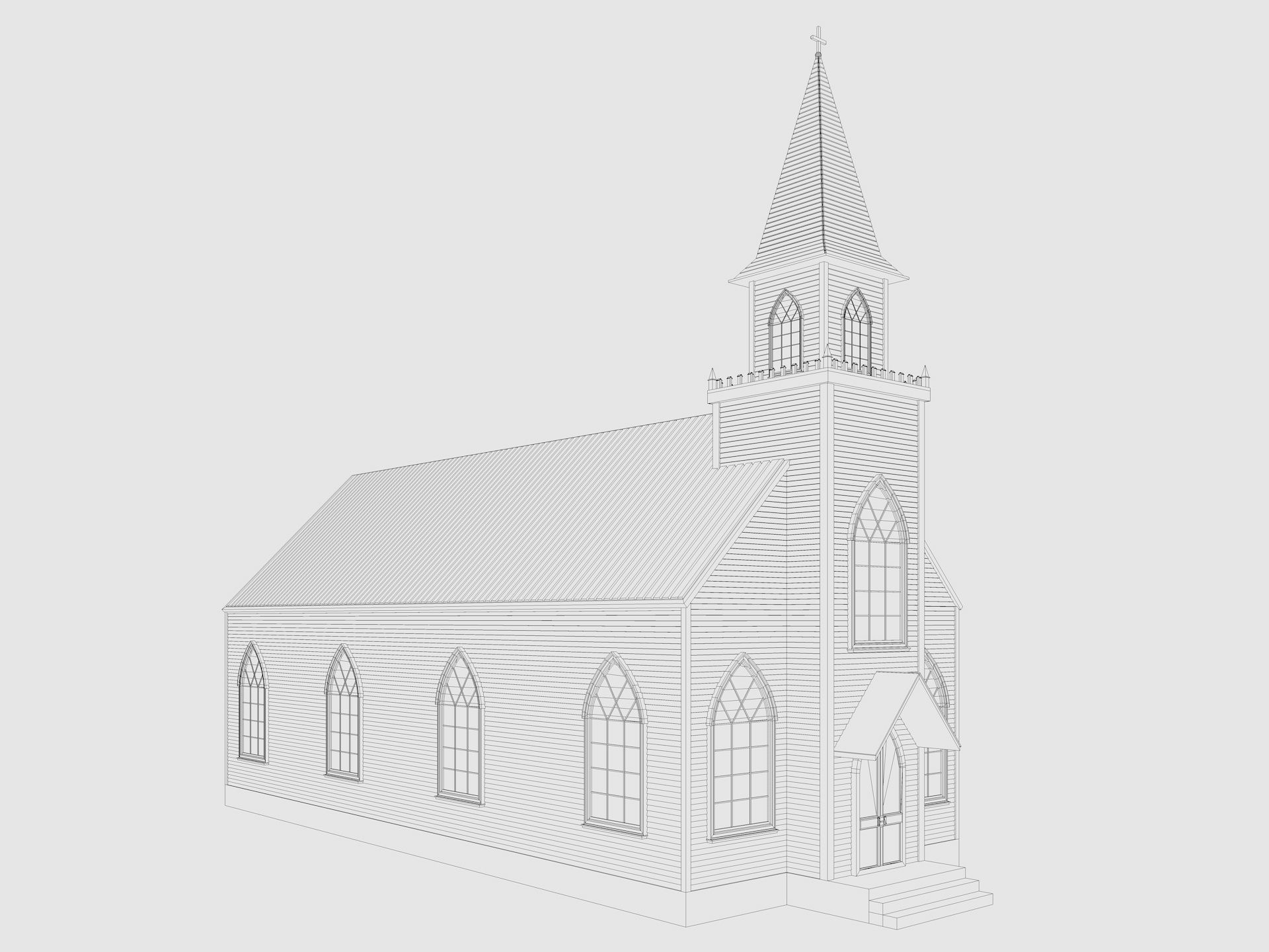 Church Low-poly 3D model_5