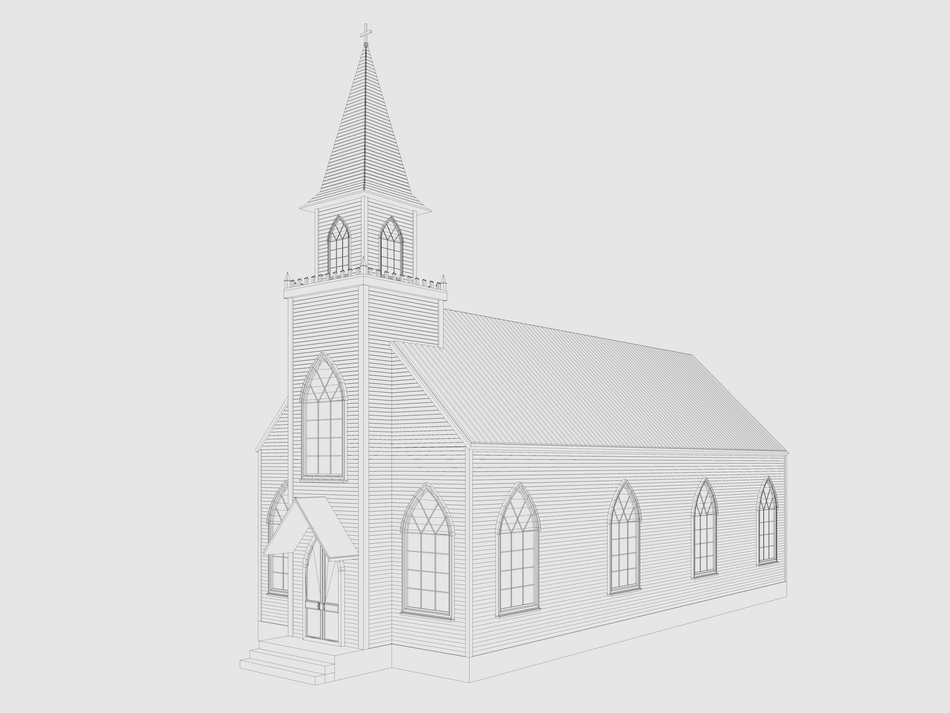 Church Low-poly 3D model_6