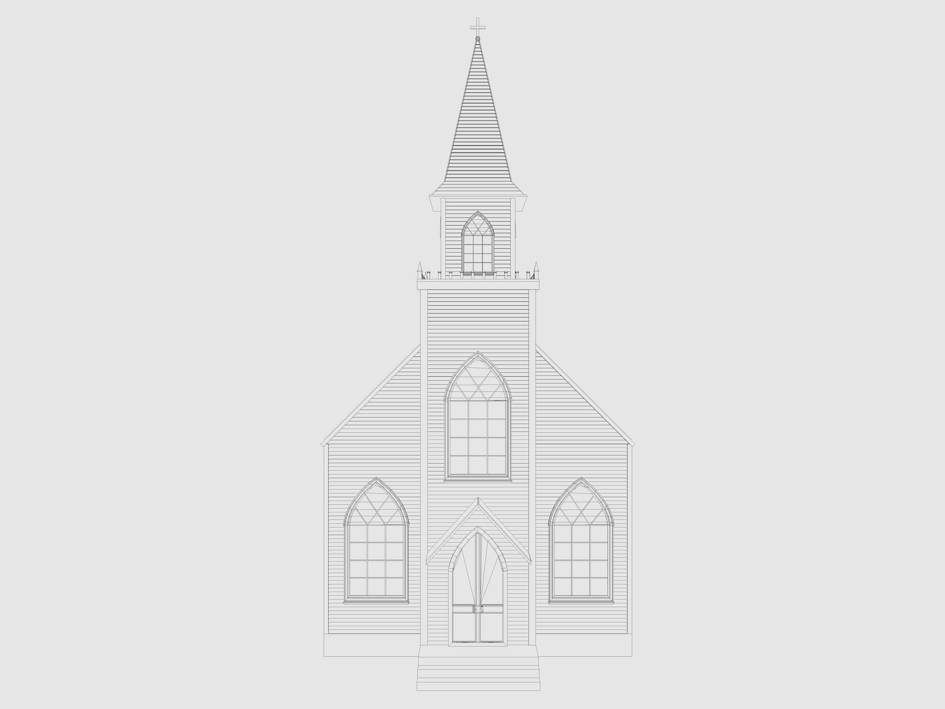 Church Low-poly 3D model_7