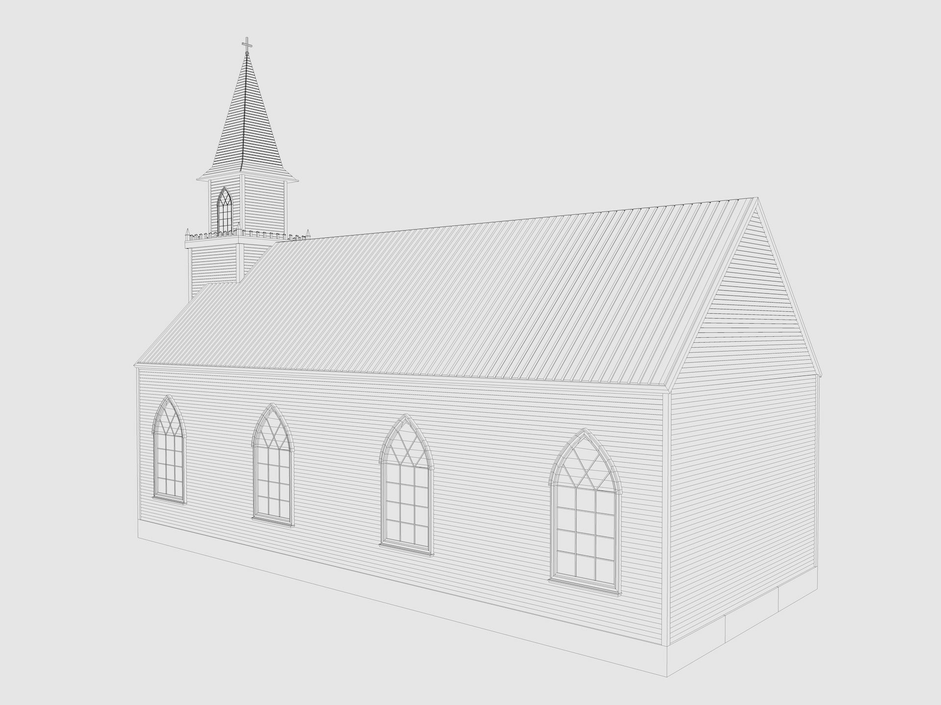 Church Low-poly 3D model_9