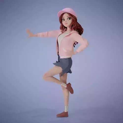 Girl 3D Cartoon Rigging 3D model