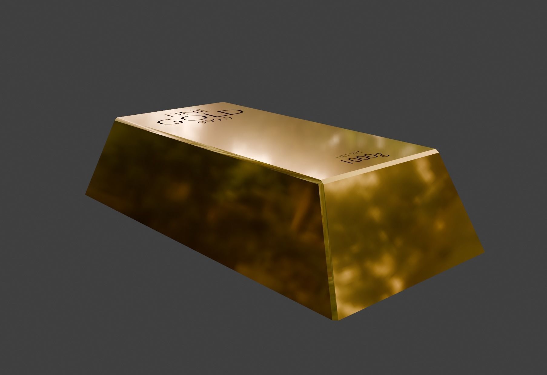 Gold Bar Low-poly 3D model_1