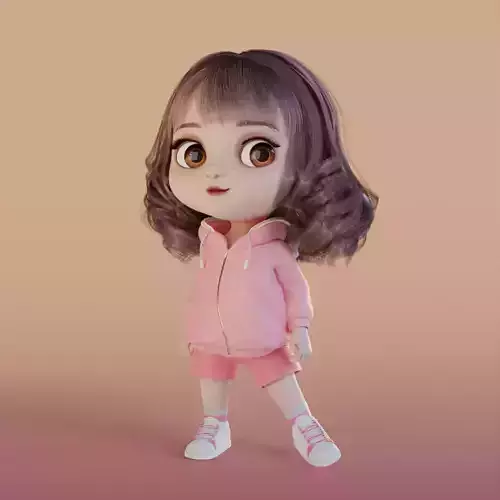 Cute Girl Cartoon 3D Rigging