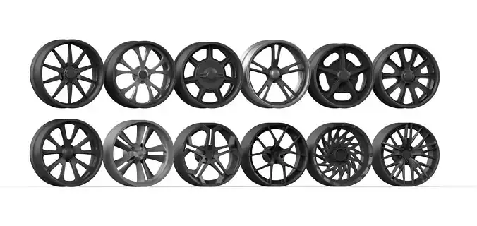 12 American Car Wheels and Rims Printable 3D model