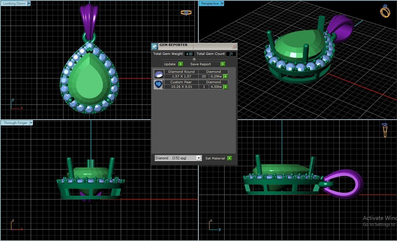 Gem pendant 3D print model_1
