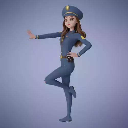 Woman Police 3D Cartoon Rigging 3D model