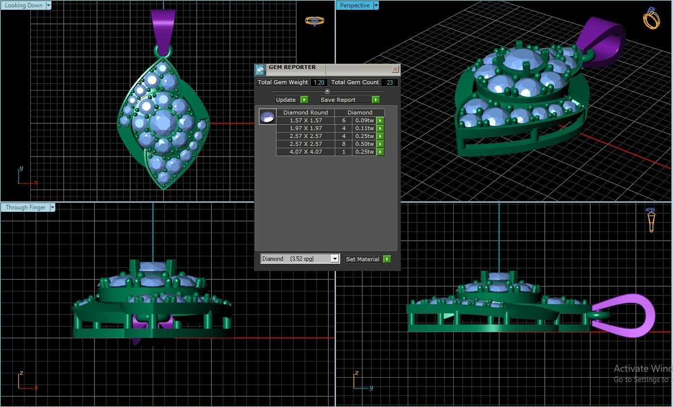 diamond pendant 3D print model_1