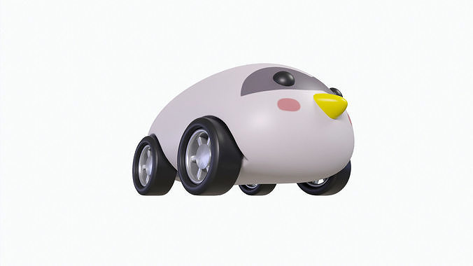 Cartoon Penguin Car Cute  Low-poly 3D model 7