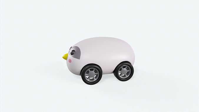 Cartoon Penguin Car Cute  Low-poly 3D model 2