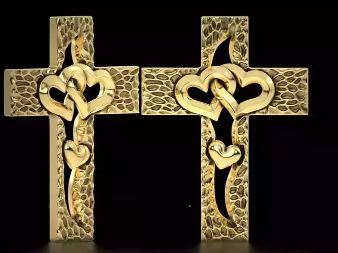 Interlocking heart cross pendant 3D print model