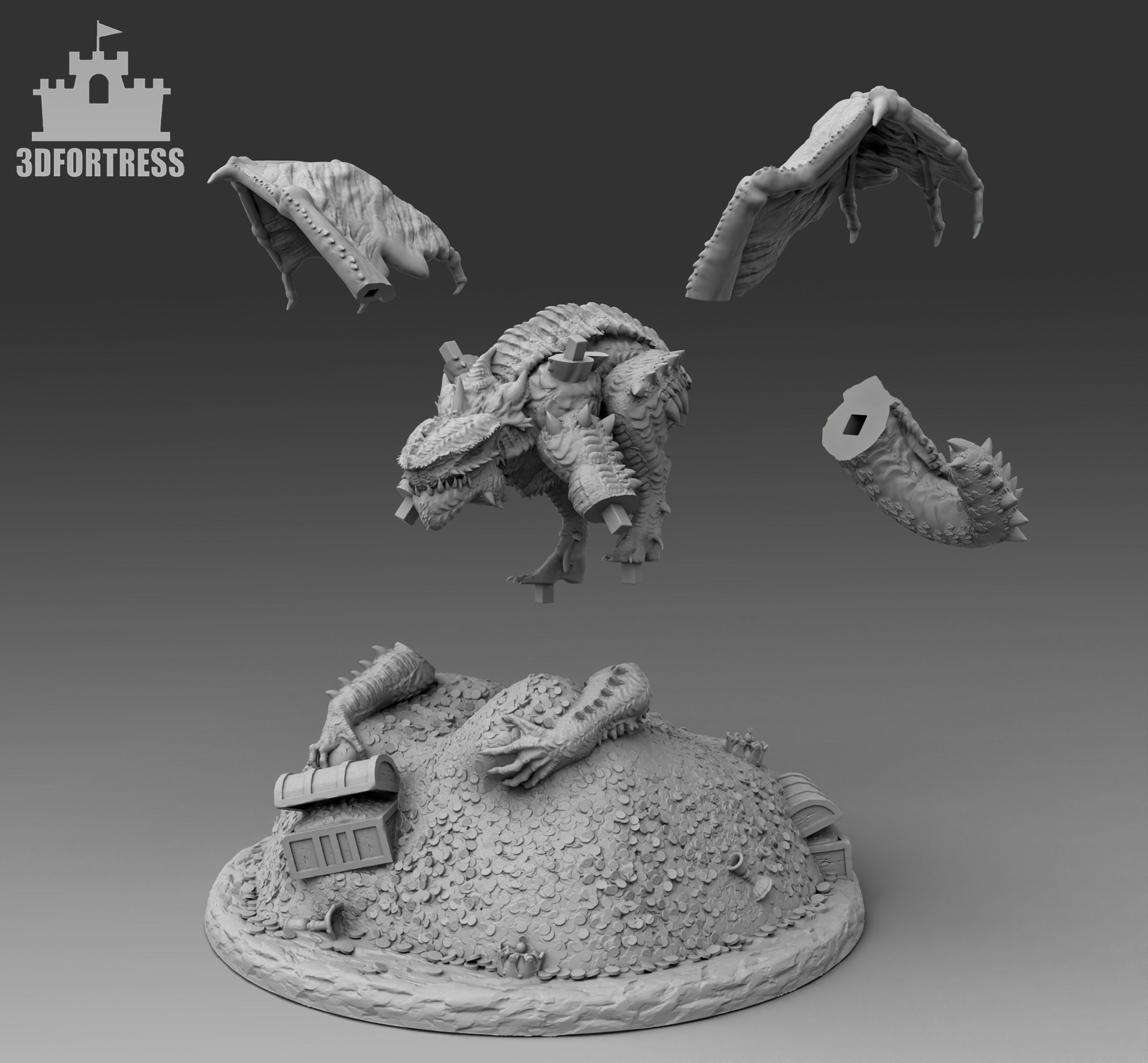 The Dragon on the Golden Mountain 3D print model_3