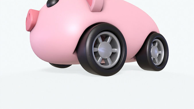 Cartoon Pig Car Cute  Low-poly 3D model 5