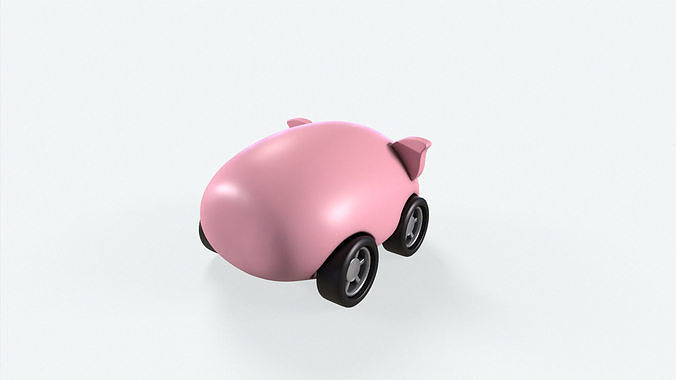 Cartoon Pig Car Cute  Low-poly 3D model 3