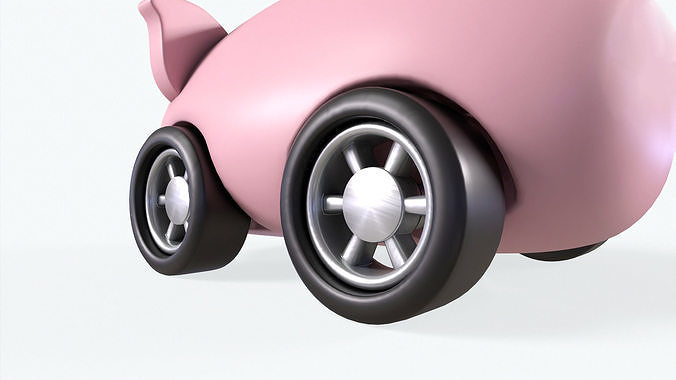 Cartoon Pig Car Cute  Low-poly 3D model 6