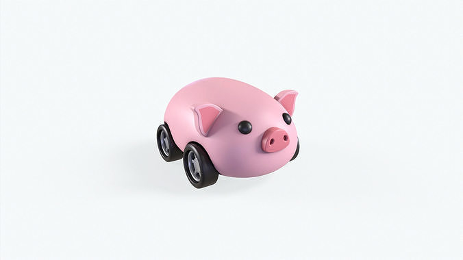 Cartoon Pig Car Cute  Low-poly 3D model 4