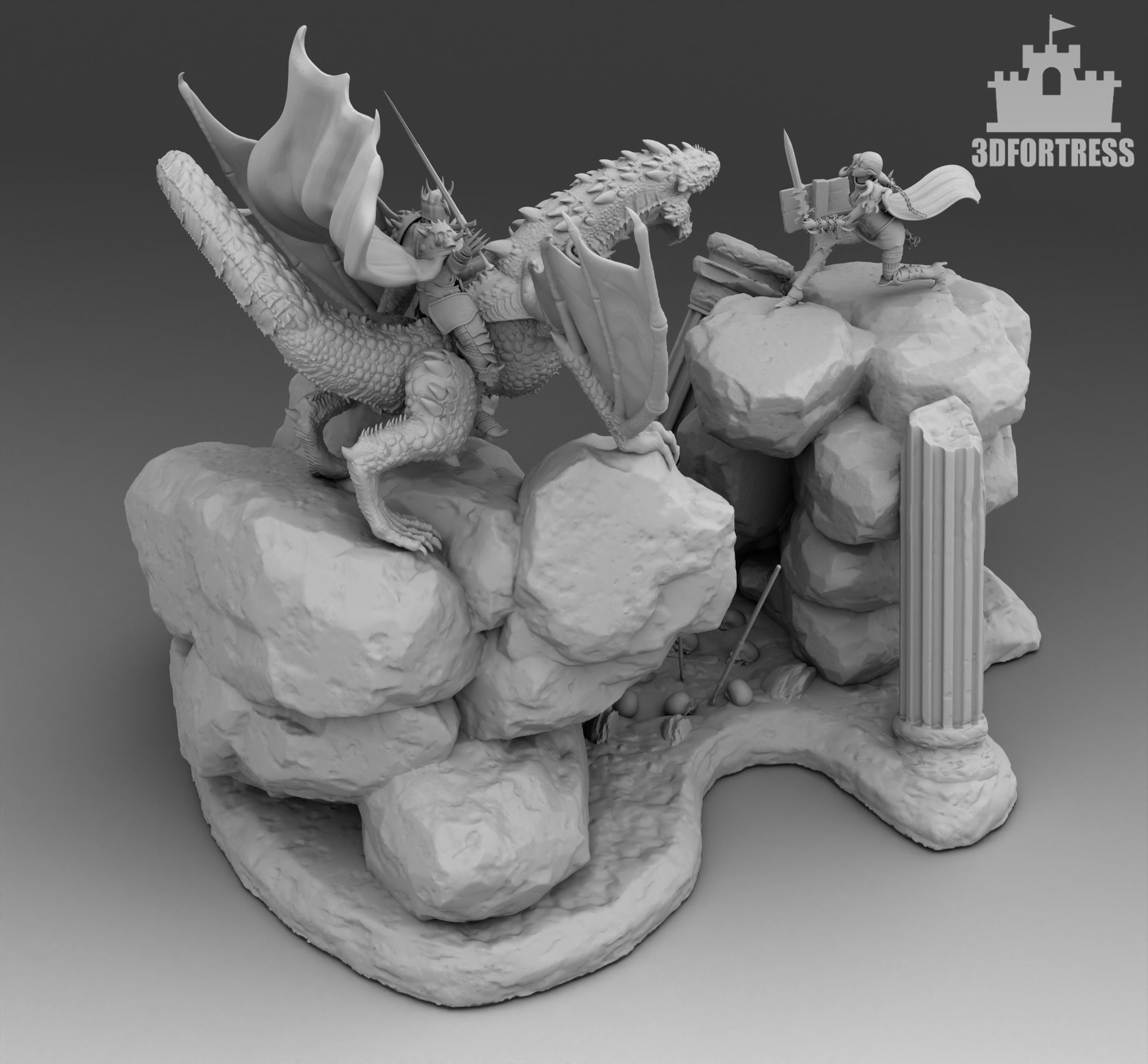 The battle with the dragon 3D print model_2