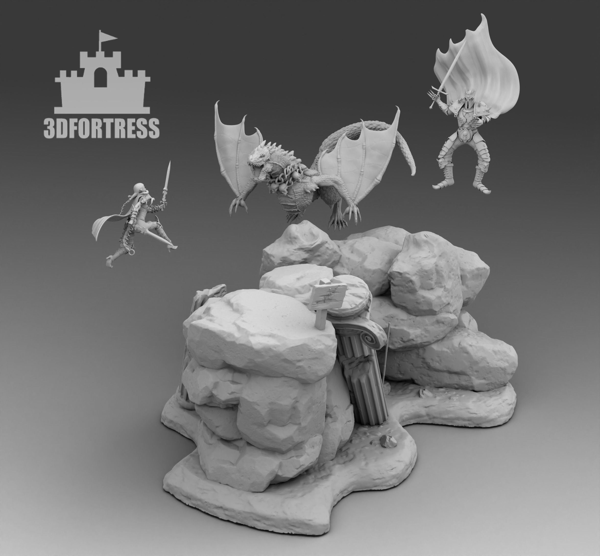 The battle with the dragon 3D print model_3