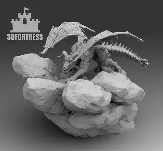 Dragon on the stone 3D print model