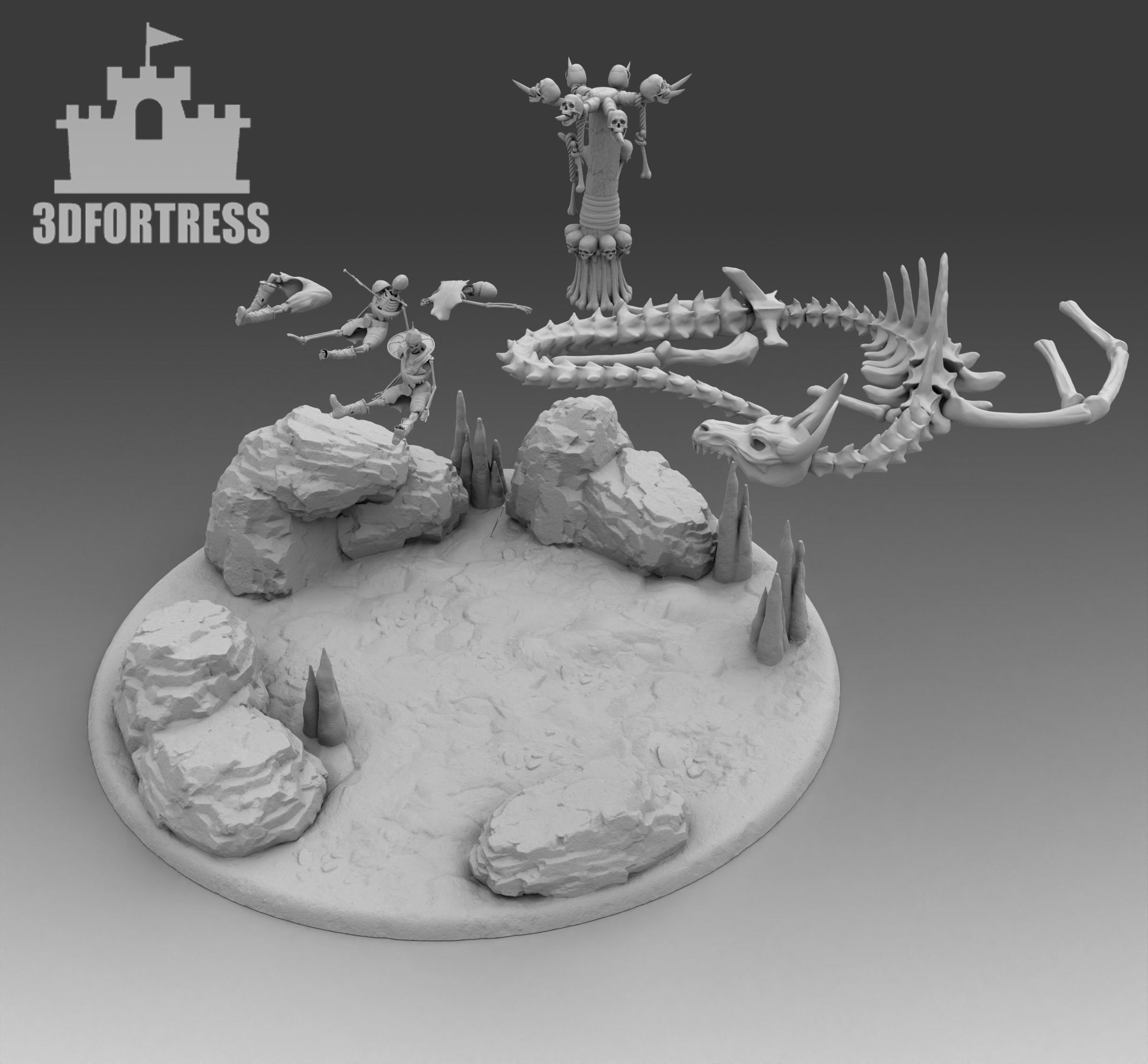 Dragon Cemetery 3D print model_3