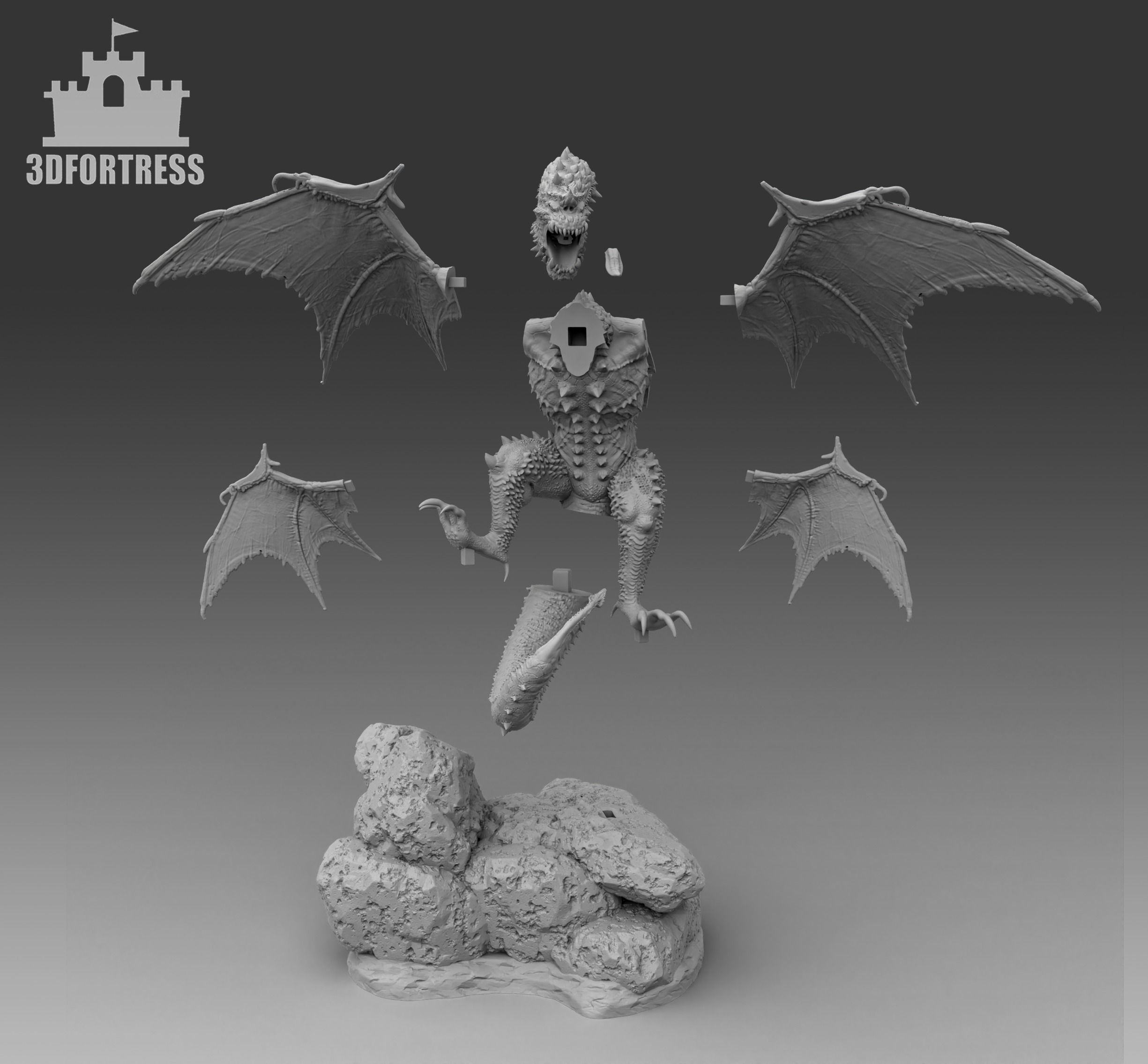 Battle Dragon 3D print model_3