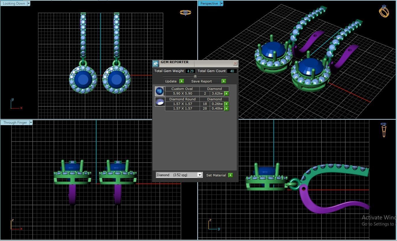 Diamond earring 3D print model_1