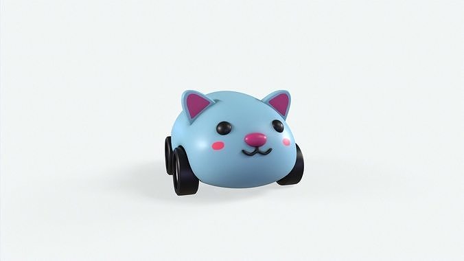 Cartoon Rabbit Car Cute Low-poly 3D model 2