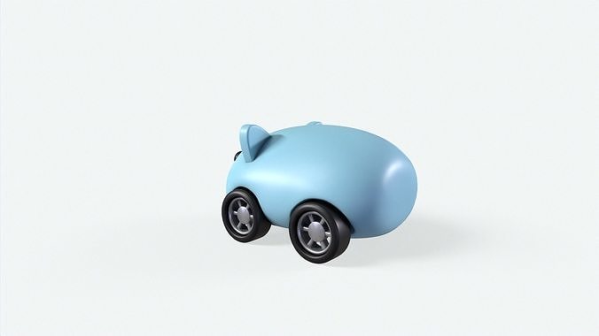 Cartoon Rabbit Car Cute Low-poly 3D model 3