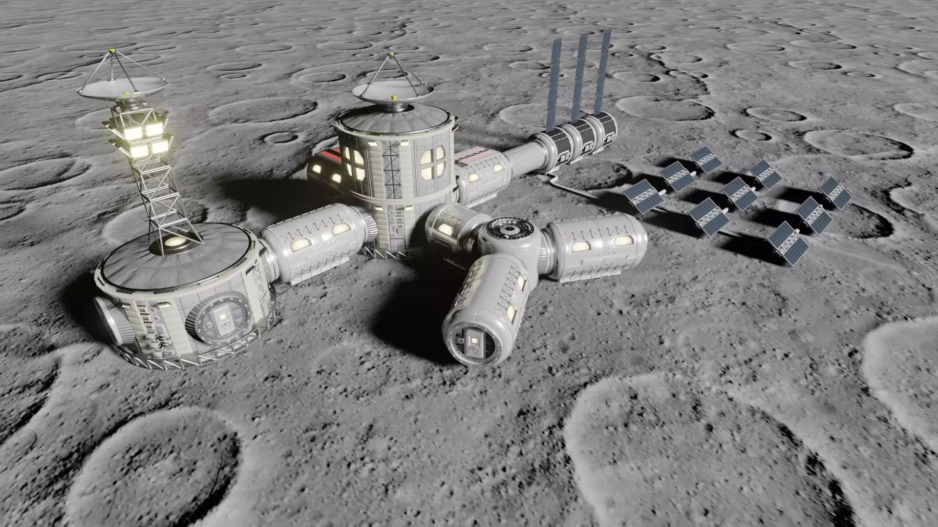 Lunar base kitbash 3D model