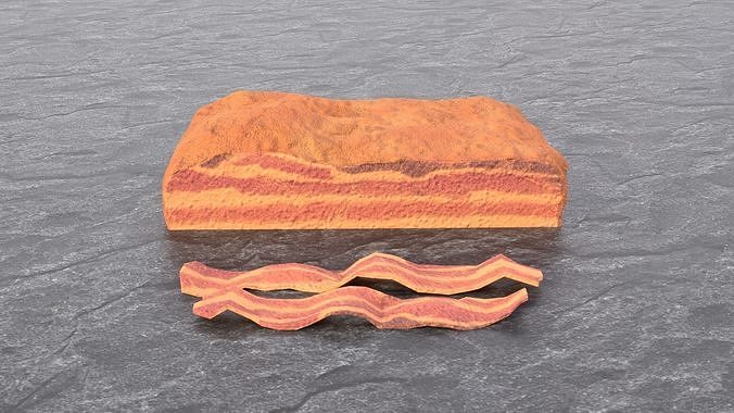Bacon Fried Smoked and Raw Low-poly 3D model Low-poly 3D model 4