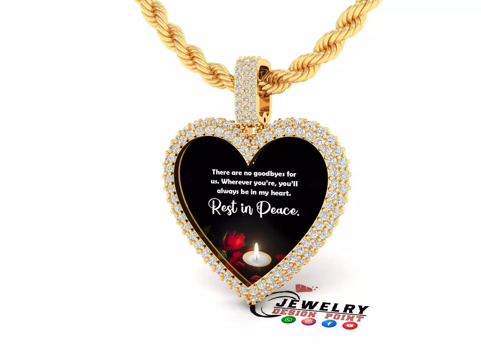 Custom Bubble Heart Memorial Diamond Pendant - Heart Pictures 3D print model