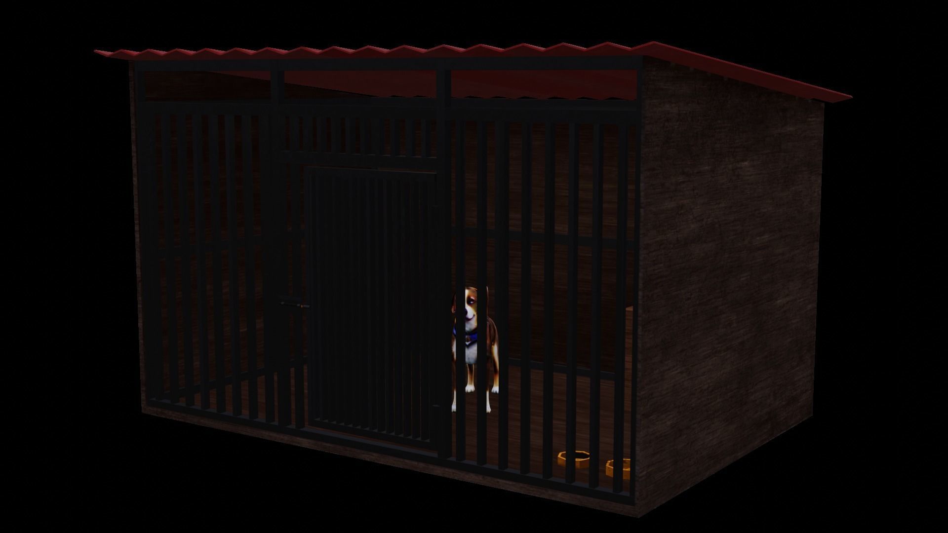 Dog house and 3 dogs low poly pack Low-poly 3D model_1