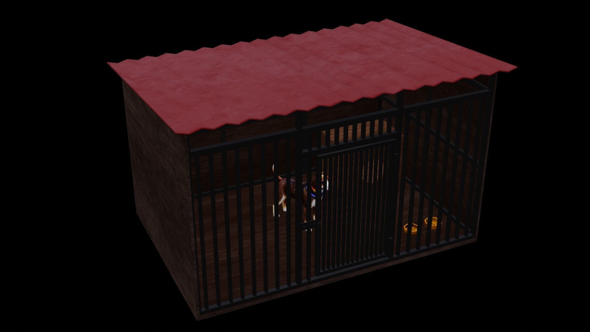 Dog house and 3 dogs low poly pack Low-poly 3D model_3