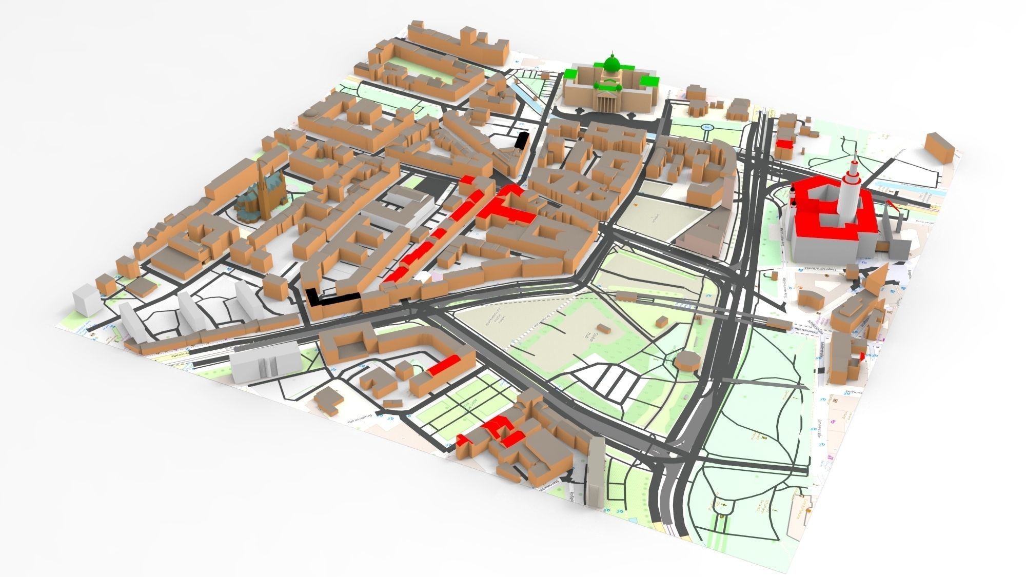 Cityscape Leipzig Germany fragment city 3D model_4