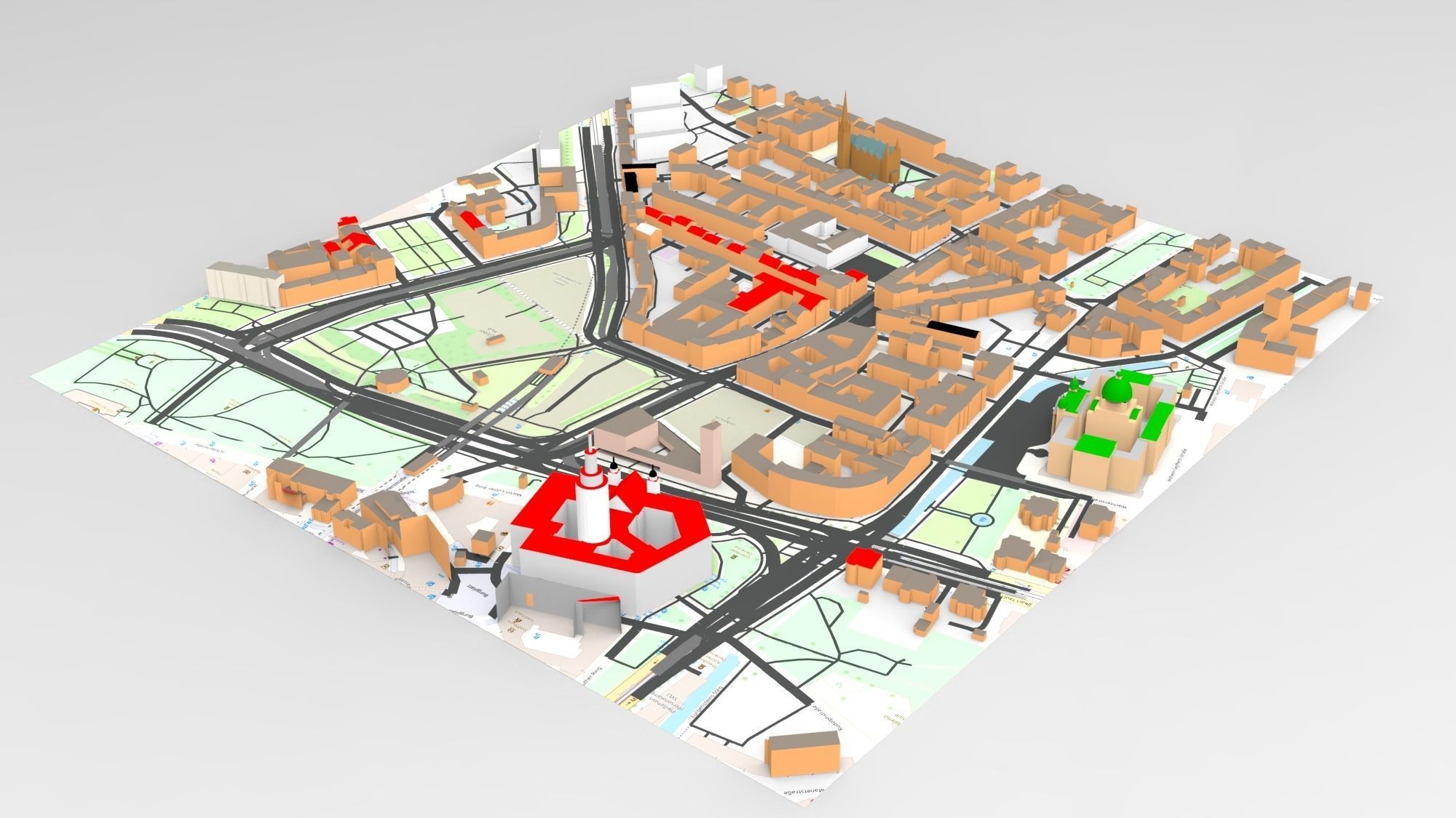 Cityscape Leipzig Germany fragment city 3D model_10