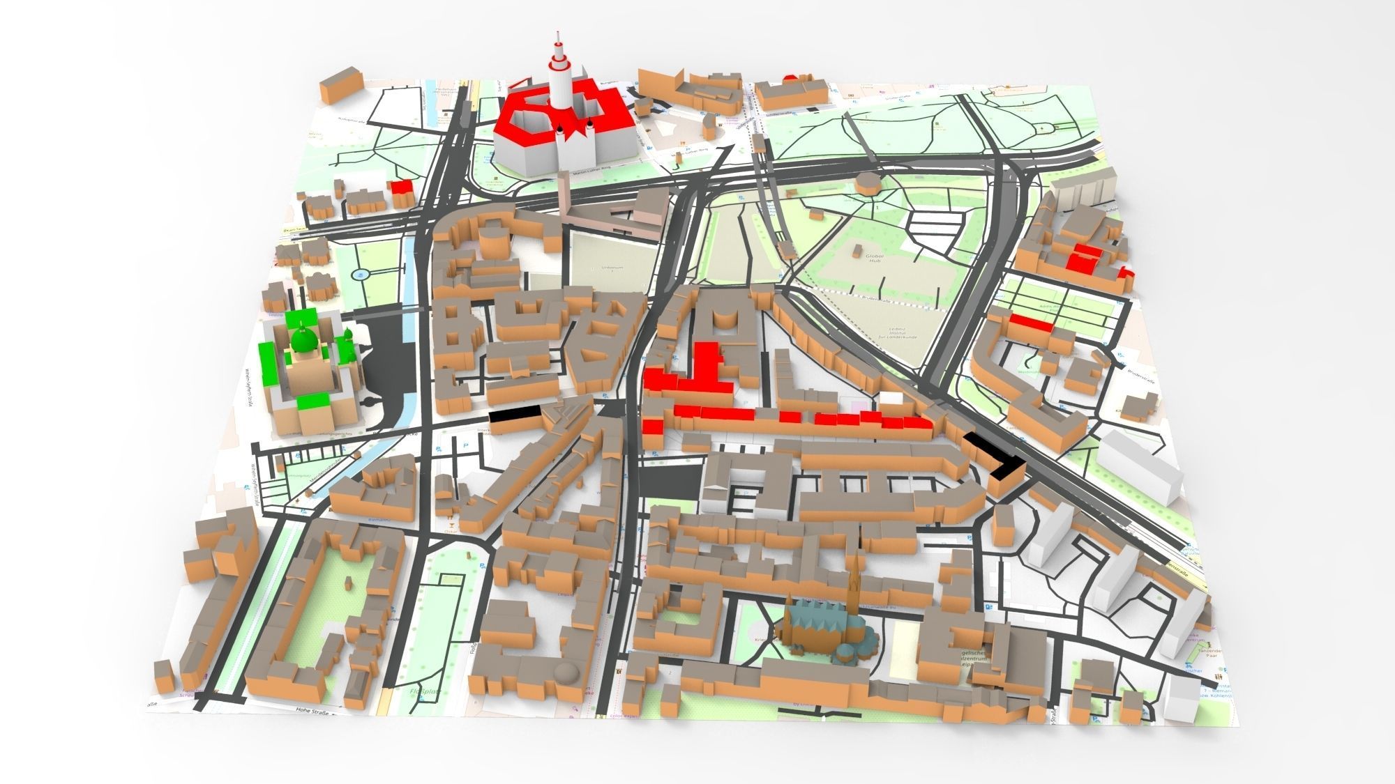 Cityscape Leipzig Germany fragment city 3D model_7
