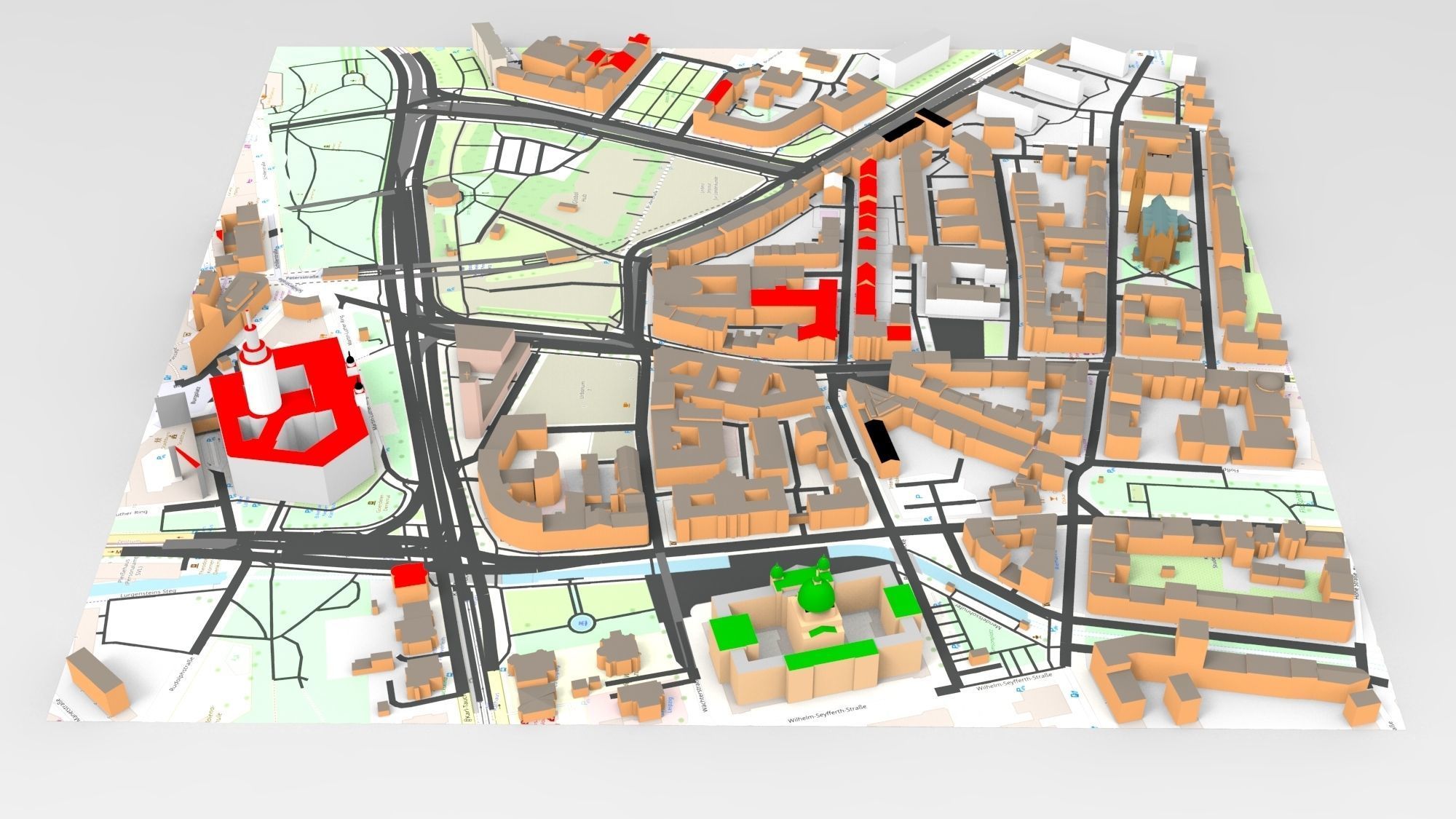 Cityscape Leipzig Germany fragment city 3D model_6