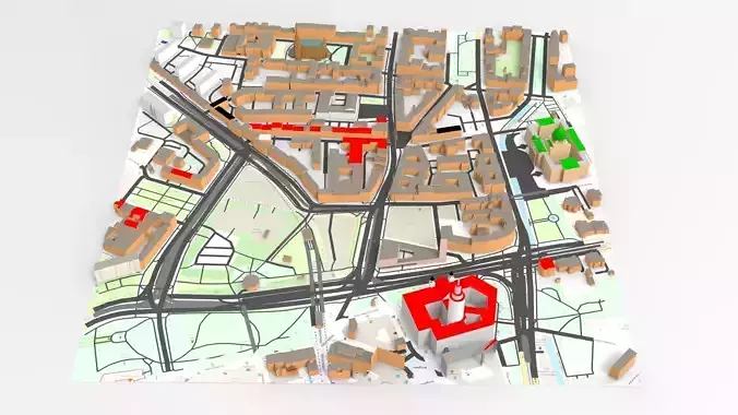 Cityscape Leipzig Germany fragment city 3D model