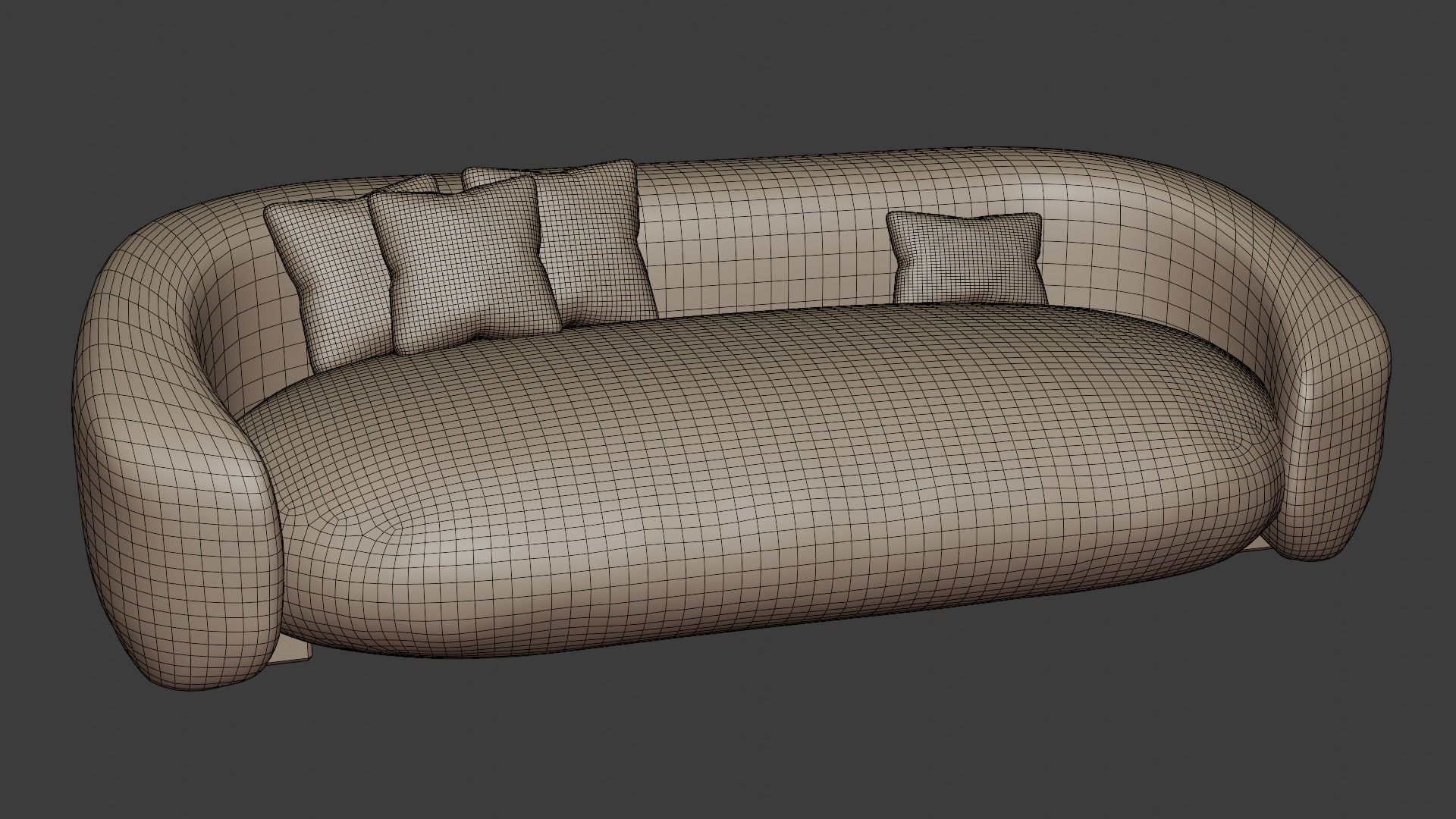 Soft sofa made of quality velvet 3D model_6