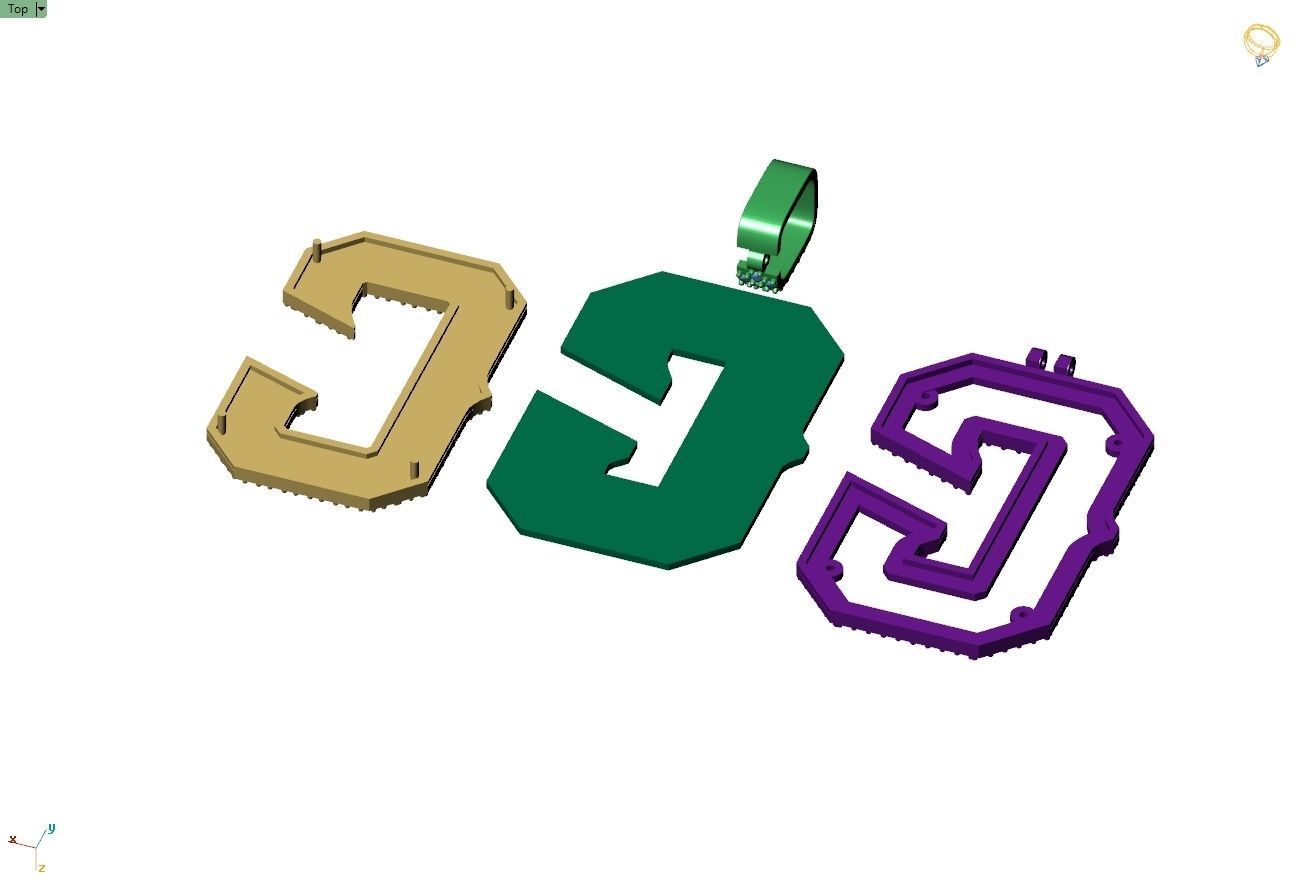 Custom Initial C Letter Diamond Pendant A to Z Alphabet Necklace 3D print model_11