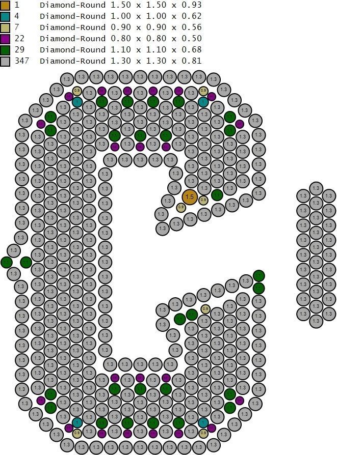 Custom Initial C Letter Diamond Pendant A to Z Alphabet Necklace 3D print model_15