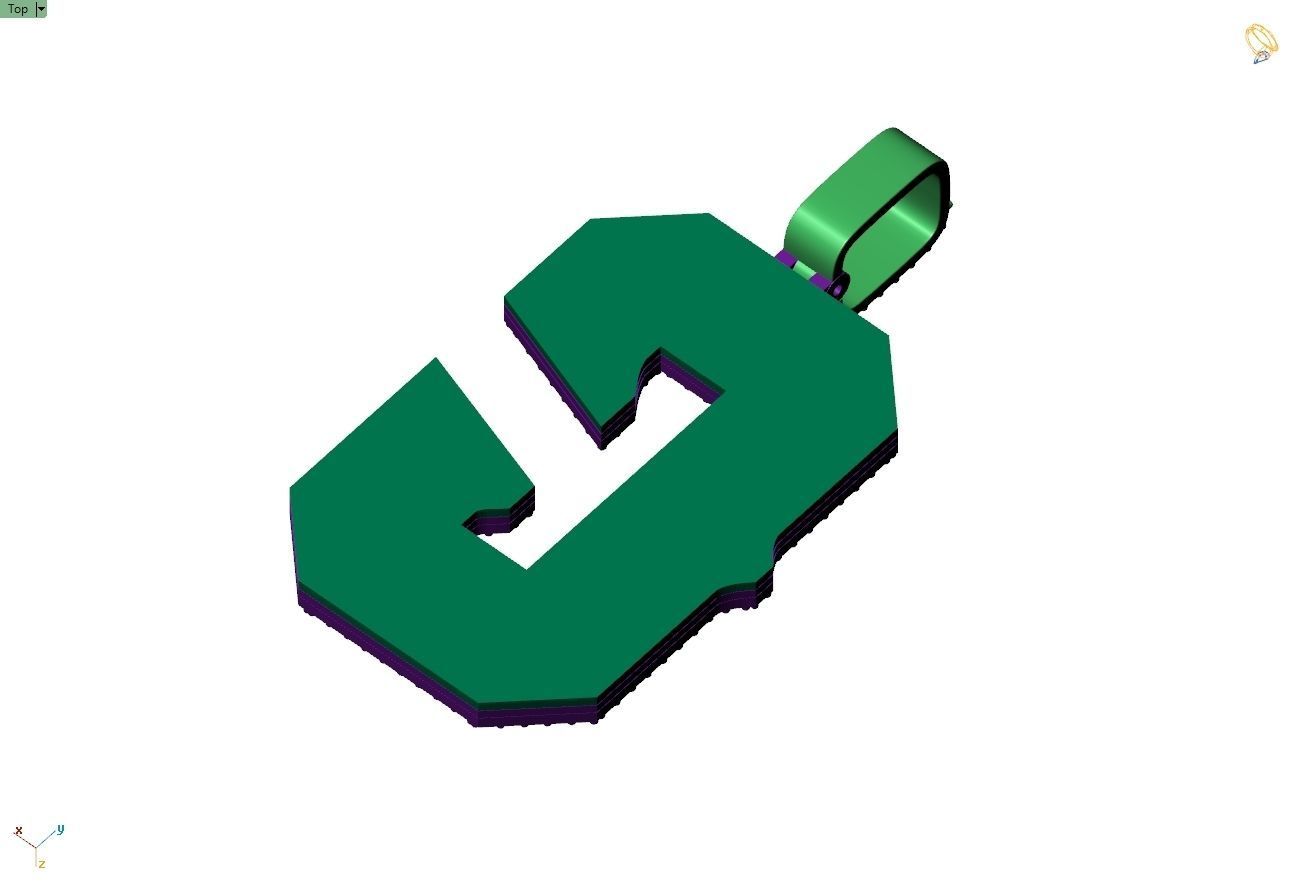 Custom Initial C Letter Diamond Pendant A to Z Alphabet Necklace 3D print model_9