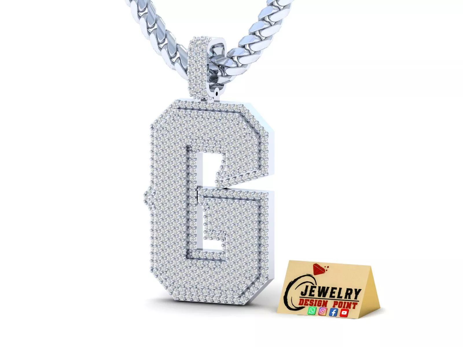 Custom Initial G Letter Diamond Pendant A to Z Alphabet Necklace 3D print model_0