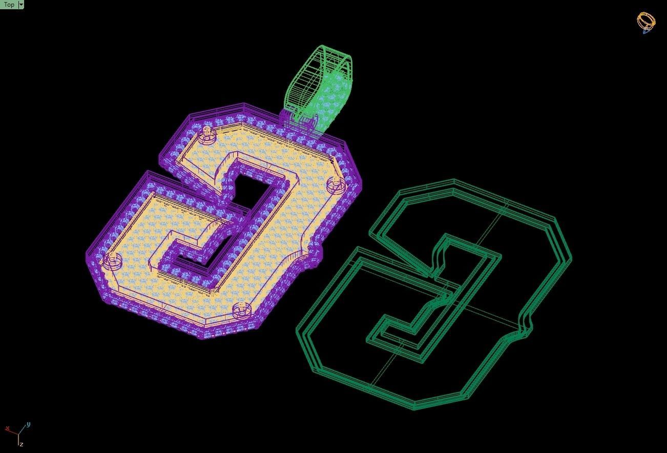 Custom Initial G Letter Diamond Pendant A to Z Alphabet Necklace 3D print model_13