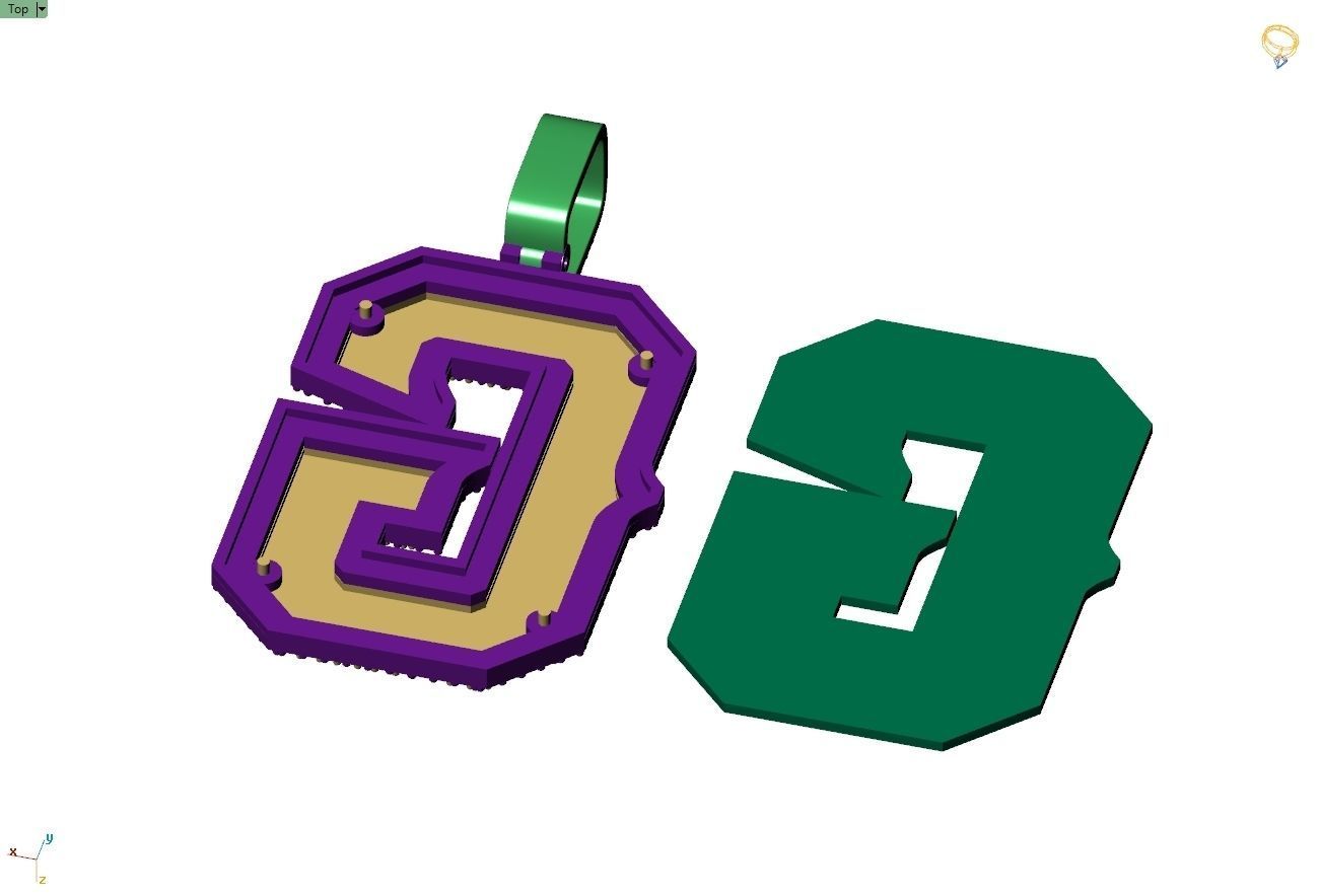 Custom Initial G Letter Diamond Pendant A to Z Alphabet Necklace 3D print model_10