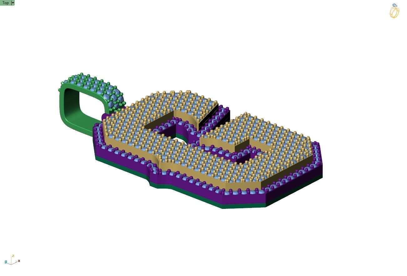 Custom Initial G Letter Diamond Pendant A to Z Alphabet Necklace 3D print model_8